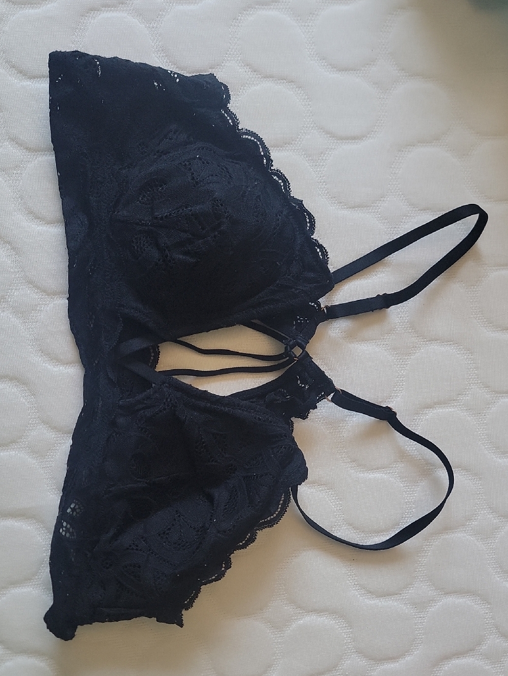 aerie Black Lace Bralette with Strappy Front